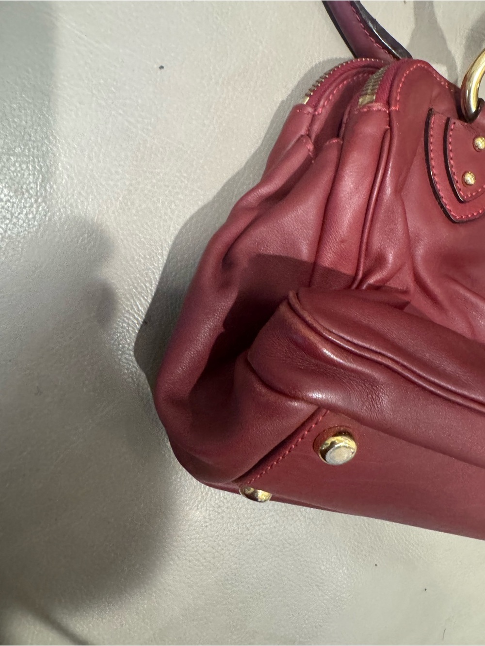 Marc Jacobs Deep Burgundy Leather Blake Satchel with Gold Hardware - Picture 6 of 13